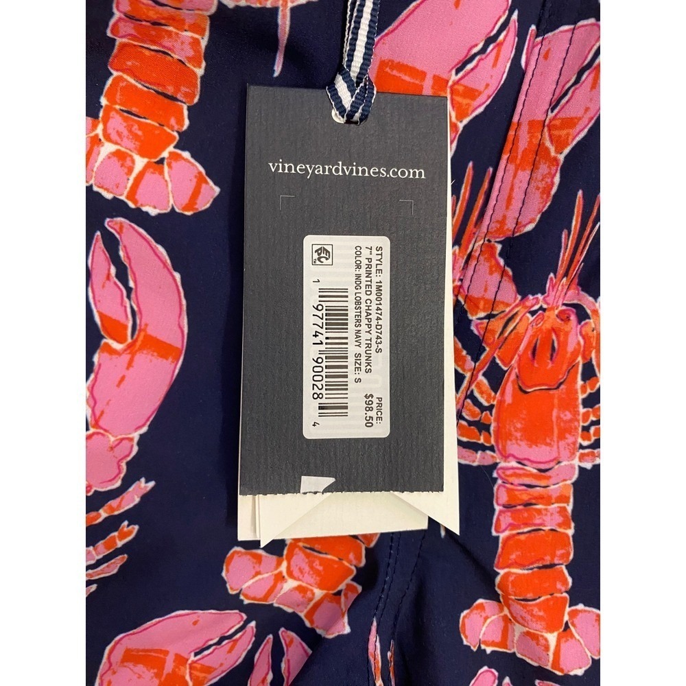 Vineyard Vines Men's Printed Chappy Trunks Lobster Navy 7"- S NWT - Picture 9 of 13